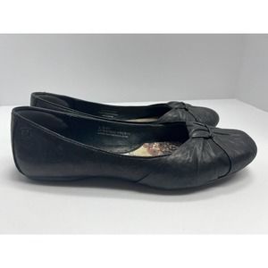 Born Women's Adele Leather Slip On Ballet Flats Black Comfort Size 8.5